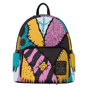 Loungefly Sally Patchwork Mini Backpack, Wallet, Keychain Set